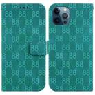 For iPhone 12 Pro Max Double 8-shaped Embossed Leather Phone Case(Green) - 1