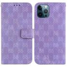 For iPhone 12 Pro Max Double 8-shaped Embossed Leather Phone Case(Purple) - 1