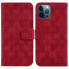 For iPhone 12 Pro Max Double 8-shaped Embossed Leather Phone Case(Red) - 1