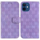 For iPhone 12 mini Double 8-shaped Embossed Leather Phone Case(Purple) - 1