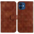 For iPhone 12 mini Double 8-shaped Embossed Leather Phone Case(Brown) - 1