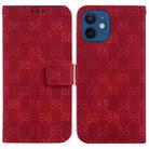For iPhone 12 mini Double 8-shaped Embossed Leather Phone Case(Red) - 1