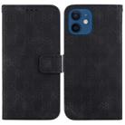 For iPhone 12 mini Double 8-shaped Embossed Leather Phone Case(Black) - 1