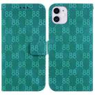 For iPhone 11 Double 8-shaped Embossed Leather Phone Case(Green) - 1