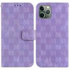 For iPhone 11 Pro Double 8-shaped Embossed Leather Phone Case(Purple) - 1
