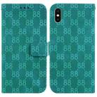 For iPhone X / XS Double 8-shaped Embossed Leather Phone Case(Green) - 1