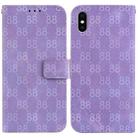 For iPhone X / XS Double 8-shaped Embossed Leather Phone Case(Purple) - 1