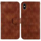 For iPhone X / XS Double 8-shaped Embossed Leather Phone Case(Brown) - 1