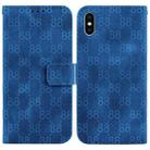 For iPhone X / XS Double 8-shaped Embossed Leather Phone Case(Blue) - 1