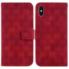 For iPhone X / XS Double 8-shaped Embossed Leather Phone Case(Red) - 1