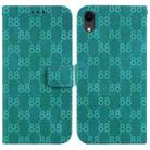 For iPhone XR Double 8-shaped Embossed Leather Phone Case(Green) - 1