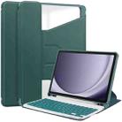 For Samsung Galaxy Tab A9+ 360 Rotation Transparent Smart Leather Case with Keyboard(Dark Green) - 1