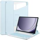 For Samsung Galaxy Tab A9+ 360 Rotation Transparent Smart Leather Case with Keyboard(Sky Blue) - 1