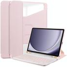For Samsung Galaxy Tab A9+ 360 Rotation Transparent Smart Leather Case with Keyboard(Pink) - 1