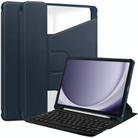 For Samsung Galaxy Tab A9+ 360 Rotation Transparent Smart Leather Case with Keyboard(Dark Blue) - 1