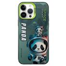 For iPhone 14 Pro Astronaut Pattern PC Phone Case(Green Space Panda) - 1