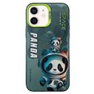 For iPhone 12 Astronaut Pattern PC Phone Case(Green Space Panda) - 1