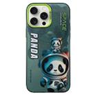 For iPhone 15 Pro Max Astronaut Pattern PC Phone Case(Green Space Panda) - 1