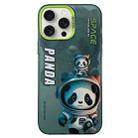 For iPhone 15 Pro Astronaut Pattern PC Phone Case(Green Space Panda) - 1