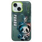 For iPhone 15 Astronaut Pattern PC Phone Case(Green Space Panda) - 1