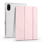 For Honor Pad V8 Pro 3-folding Transparent TPU Smart Leather Tablet Case(Ice Pink) - 1