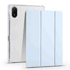 For Honor Pad V8 Pro 3-folding Transparent TPU Smart Leather Tablet Case(Ice Blue) - 1