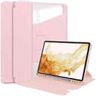 For Samsung Galaxy Tab S9 360 Rotation Transparent Smart Leather Case(Pink) - 1