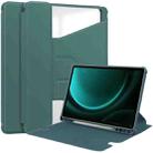 For Samsung Galaxy Tab S9 FE+ / S10+ 360 Rotation Transparent Smart Leather Case(Dark Green) - 1