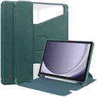 For Samsung Galaxy Tab A9+ 360 Rotation Transparent Smart Leather Case(Dark Green) - 1