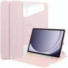 For Samsung Galaxy Tab A9+ 360 Rotation Transparent Smart Leather Case(Pink) - 1