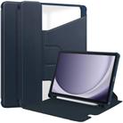 For Samsung Galaxy Tab A9+ 360 Rotation Transparent Smart Leather Case(Dark Blue) - 1