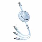 WK WDC-05 66W 3 in 1 USB to 8 Pin + Micro USB + USB-C / Type-C Retractable Fast Charging Data Cable, Length: 1.2m(Blue) - 1