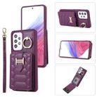 For Samsung Galaxy A52 Vertical Card Bag Ring Holder Phone Case with Dual Lanyard(Dark Purple) - 1