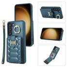 For Samsung Galaxy S22 5G Vertical Card Bag Ring Holder Phone Case with Dual Lanyard(Dark Green) - 1