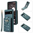 For Google Pixel 6a Vertical Card Bag Ring Holder Phone Case with Dual Lanyard(Dark Green) - 1