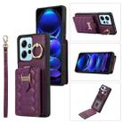 For Xiaomi Redmi Note 12 4G Global Vertical Card Bag Ring Holder Phone Case with Dual Lanyard(Dark Purple) - 1