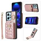 For Xiaomi Redmi Note 12 4G Global Vertical Card Bag Ring Holder Phone Case with Dual Lanyard(Rose Gold) - 1