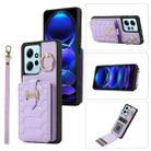 For Xiaomi Redmi Note 12 4G Global Vertical Card Bag Ring Holder Phone Case with Dual Lanyard(Purple) - 1