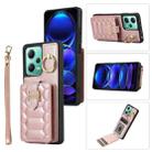 For Xiaomi Redmi Note 12 5G Global Vertical Card Bag Ring Holder Phone Case with Dual Lanyard(Rose Gold) - 1