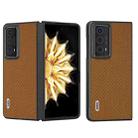 For Honor Magic V2 Electroplating Carbon Fiber Texture Protective Phone Case(Light Brown) - 1