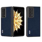 For Honor Magic V2 Electroplating Carbon Fiber Texture Protective Phone Case(Dark Blue) - 1