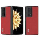 For Honor Magic V2 ABEEL Cross Texture Genuine Leather Phone Case(Red) - 1