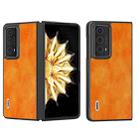For Honor Magic V2 Dual Color Lichi Texture PU Phone Case(Orange) - 1