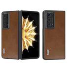 For Honor Magic V2 Two-color Calf Texture PU Phone Case(Brown) - 1