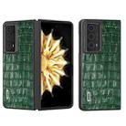 For Honor Magic V2 Crocodile Texture Genuine Leather Phone Case(Green) - 1