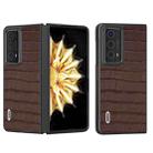 For Honor Magic V2 ABEEL Crocodile Texture Genuine Leather Phone Case(Brown) - 1