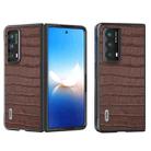 For Honor Magic Vs2 ABEEL Crocodile Texture Genuine Leather Phone Case(Brown) - 1