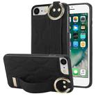 For iPhone 7 / 8 Non-slip Full Coverage Ring PU Phone Case with Wristband(Black) - 1