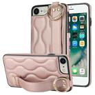 For iPhone 7 / 8 Non-slip Full Coverage Ring PU Phone Case with Wristband(Rose Gold) - 1