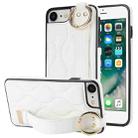 For iPhone 7 / 8 Non-slip Full Coverage Ring PU Phone Case with Wristband(White) - 1
